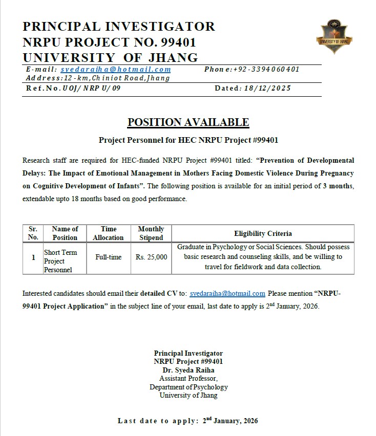 NRPU Project Personnel